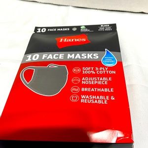 Ten Hanes Face mask packet package of 10 three times